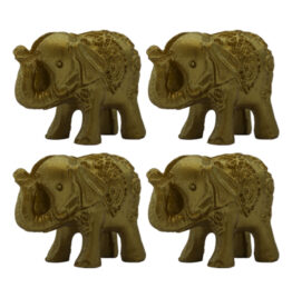 Set 4 porta nombres elefante gold. Se encuentran las 4 unidades que conforman el set